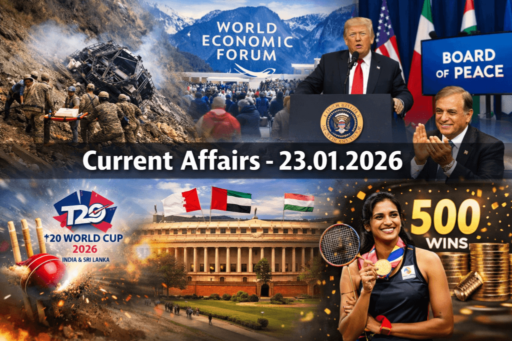 Current Affairs 23.01.2026 – National & International Updates for Competitive Exams