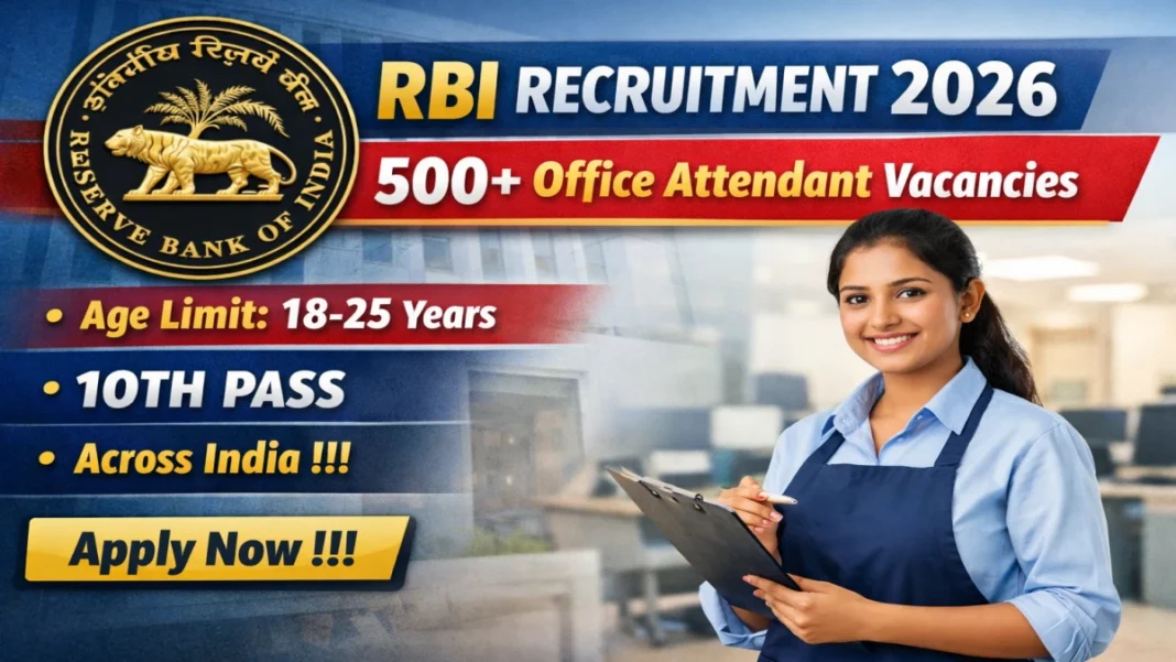 RBI Office Attendant Recruitment 2026 Notification, Online Form for 572 Vacancies.