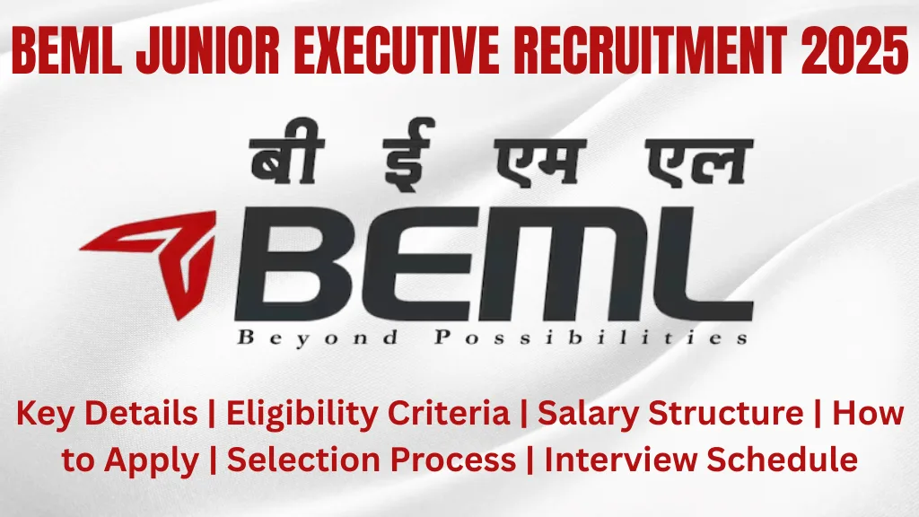 BEML Junior Executive Recruitment 2025: Apply for 100 Posts