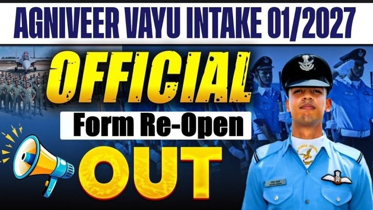 Indian Airforce Agniveer Vayu Intake 01/2027 Online Form