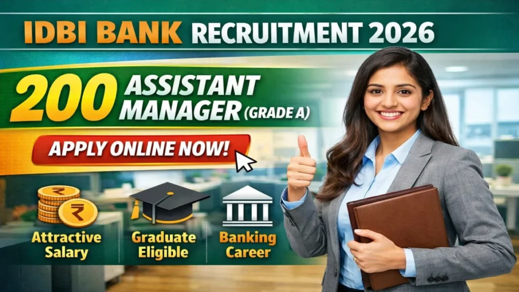 IDBI Bank Assistant Manager (Grade A) Recruitment 2026 (Short Notice) - Apply Online for 200 Posts